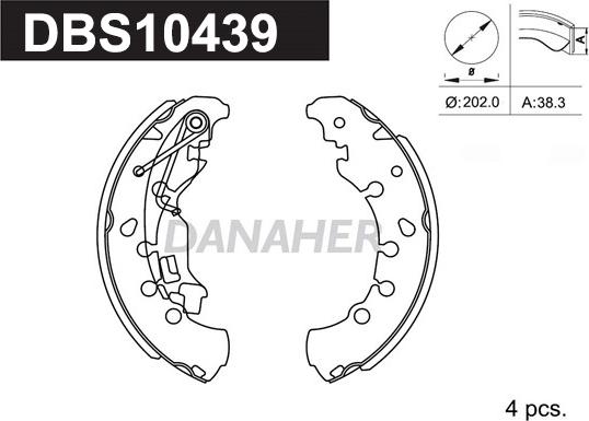 Danaher DBS10439 - Brake Shoe Set autospares.lv