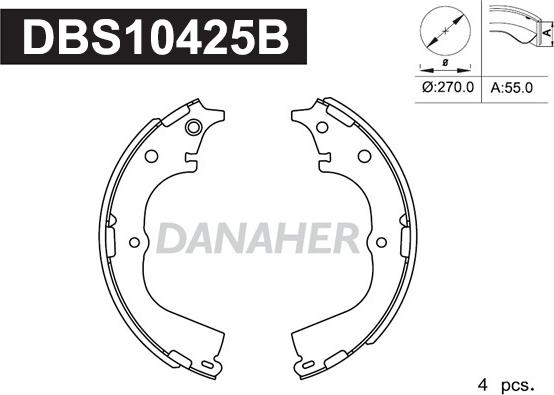 Danaher DBS10425B - Brake Shoe Set autospares.lv