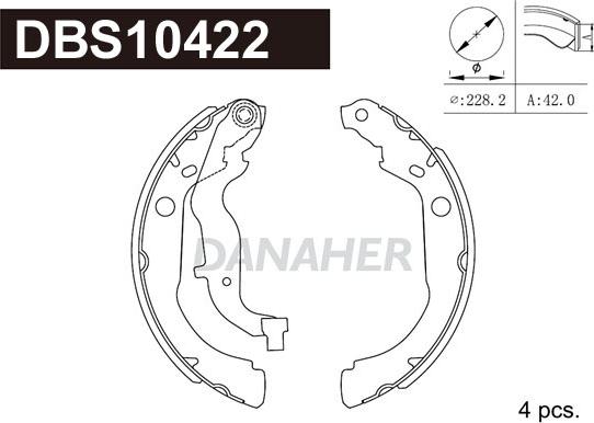 Danaher DBS10422 - Brake Shoe Set autospares.lv