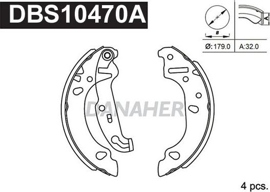 Danaher DBS10470A - Brake Shoe Set autospares.lv