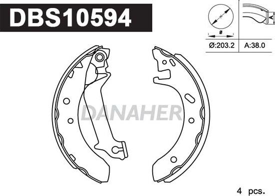 Danaher DBS10594 - Brake Shoe Set autospares.lv