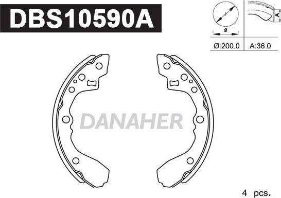 Danaher DBS10590A - Brake Shoe Set autospares.lv