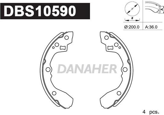 Danaher DBS10590 - Brake Shoe Set autospares.lv