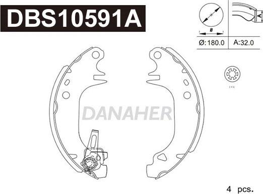 Danaher DBS10591A - Brake Shoe Set autospares.lv