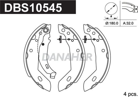 Danaher DBS10545 - Brake Shoe Set autospares.lv