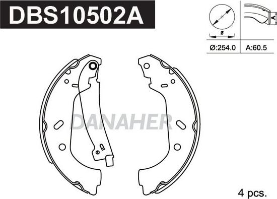 Danaher DBS10502A - Brake Shoe Set autospares.lv