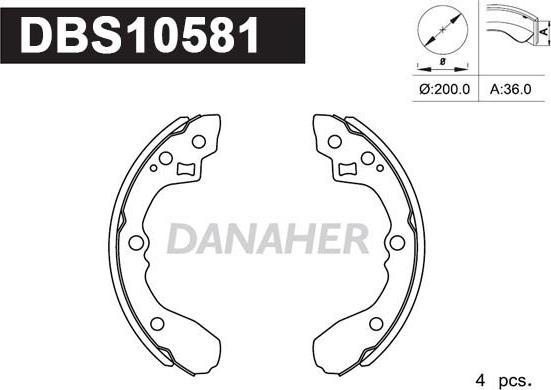 Danaher DBS10581 - Brake Shoe Set autospares.lv