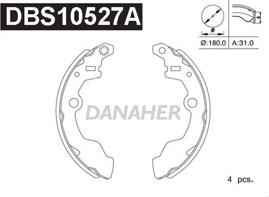 Danaher DBS10527A - Brake Shoe Set autospares.lv