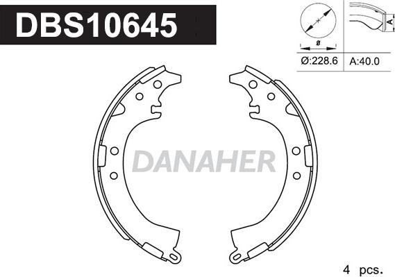 Danaher DBS10645 - Brake Shoe Set autospares.lv