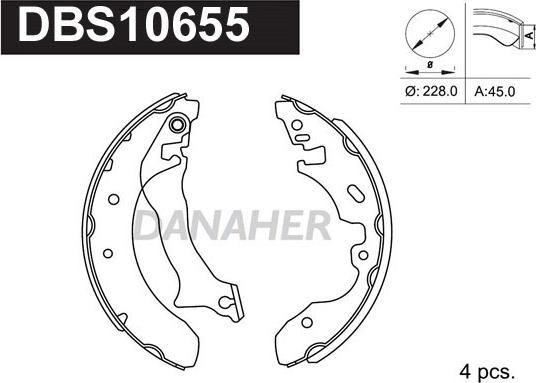 Danaher DBS10655 - Brake Shoe Set autospares.lv