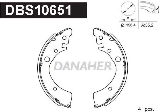 Danaher DBS10651 - Brake Shoe Set autospares.lv