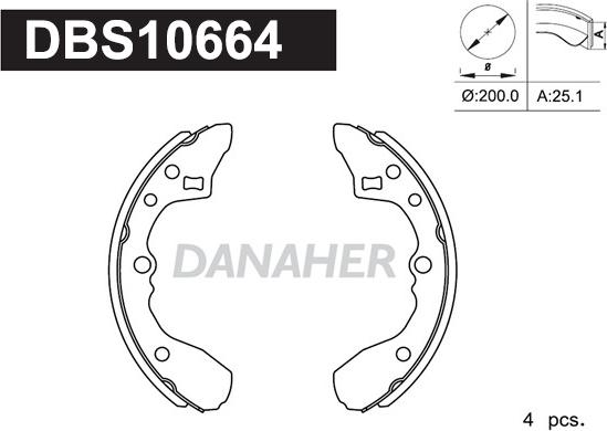 Danaher DBS10664 - Brake Shoe Set autospares.lv