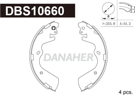 Danaher DBS10660 - Brake Shoe Set autospares.lv