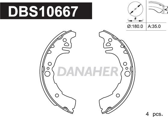 Danaher DBS10667 - Brake Shoe Set autospares.lv