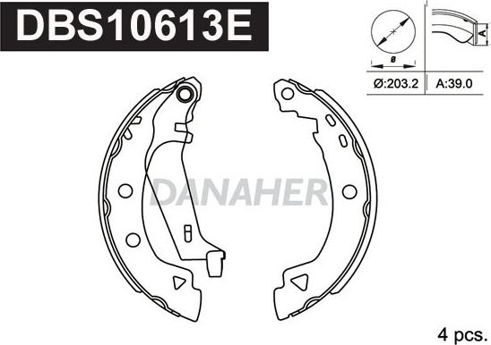 Danaher DBS10613E - Brake Shoe Set autospares.lv