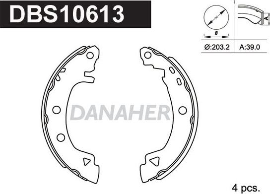 Danaher DBS10613 - Brake Shoe Set autospares.lv