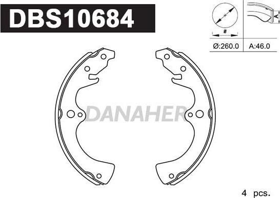 Danaher DBS10684 - Brake Shoe Set autospares.lv