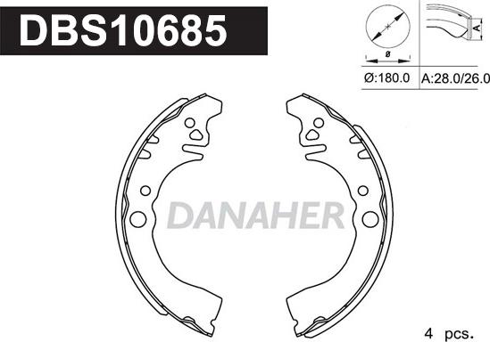 Danaher DBS10685 - Brake Shoe Set autospares.lv