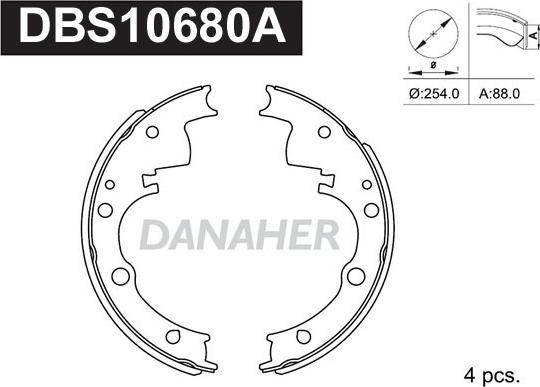 Danaher DBS10680A - Brake Shoe Set autospares.lv