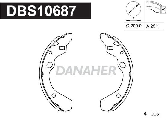 Danaher DBS10687 - Brake Shoe Set autospares.lv