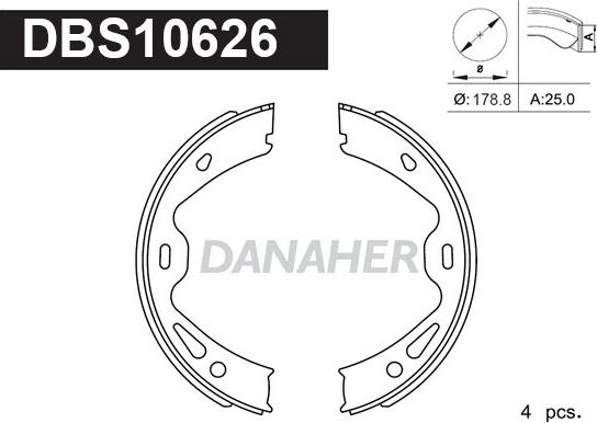 Danaher DBS10626 - Brake Shoe Set, parking brake autospares.lv