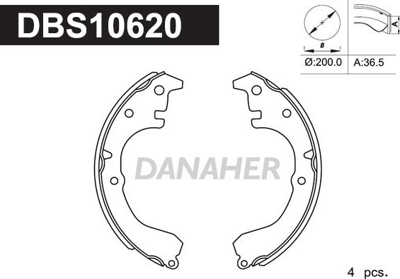 Danaher DBS10620 - Brake Shoe Set autospares.lv