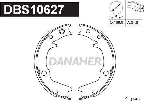Danaher DBS10627 - Brake Shoe Set, parking brake autospares.lv