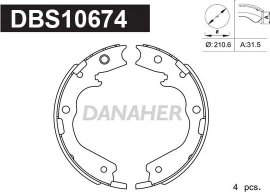 Danaher DBS10674 - Brake Shoe Set, parking brake autospares.lv