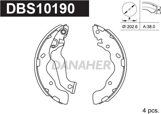 Danaher DBS10190 - Brake Shoe Set autospares.lv