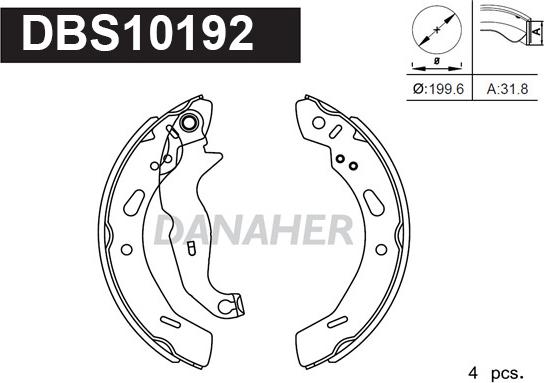 Danaher DBS10192 - Brake Shoe Set autospares.lv