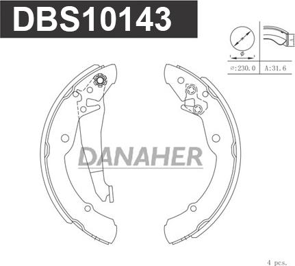 Danaher DBS10143 - Brake Shoe Set autospares.lv