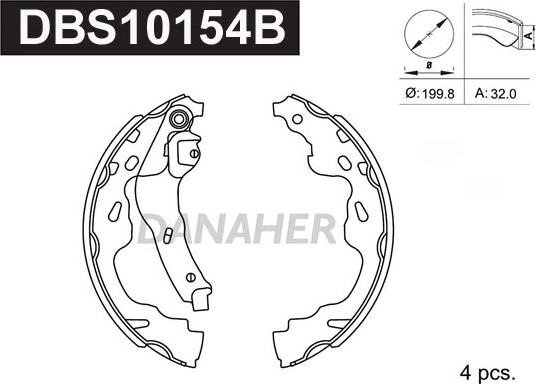 Danaher DBS10154B - Brake Shoe Set autospares.lv