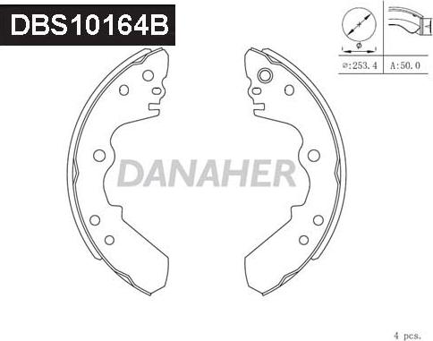Danaher DBS10164B - Brake Shoe Set autospares.lv