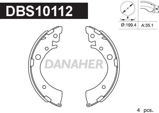 Danaher DBS10112 - Brake Shoe Set autospares.lv
