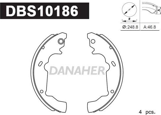 Danaher DBS10186 - Brake Shoe Set autospares.lv