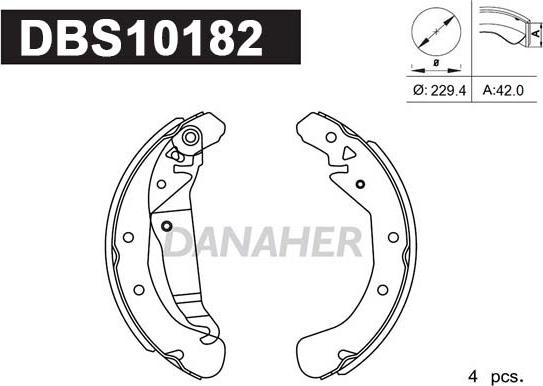 Danaher DBS10182 - Brake Shoe Set autospares.lv