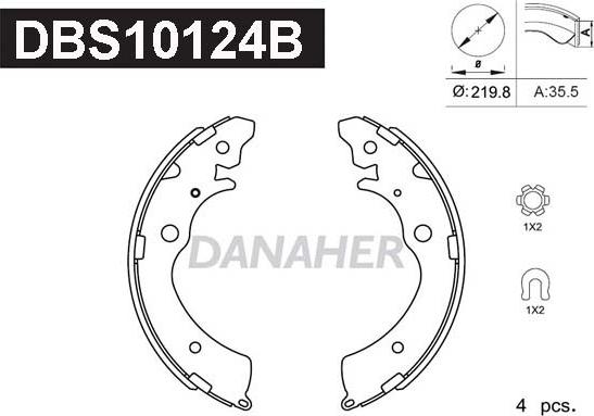 Danaher DBS10124B - Brake Shoe Set autospares.lv