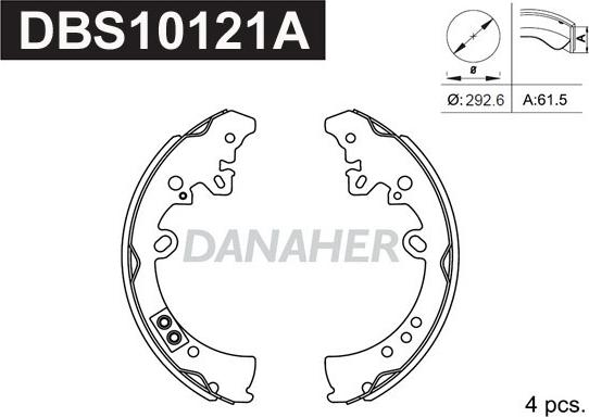 Danaher DBS10121A - Brake Shoe Set autospares.lv