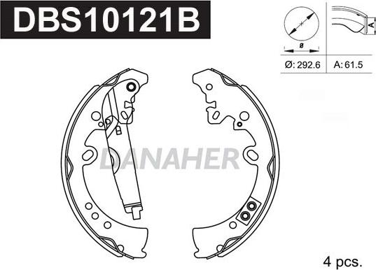 Danaher DBS10121B - Brake Shoe Set autospares.lv