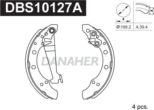 Danaher DBS10127A - Brake Shoe Set autospares.lv