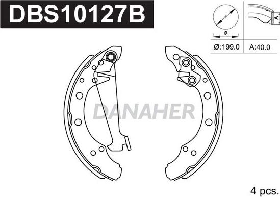 Danaher DBS10127B - Brake Shoe Set autospares.lv