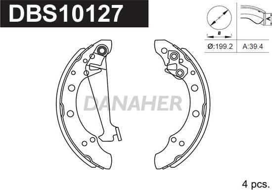 Danaher DBS10127 - Brake Shoe Set autospares.lv