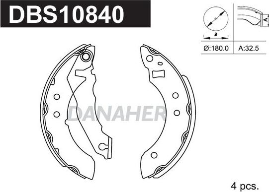 Danaher DBS10840 - Brake Shoe Set autospares.lv