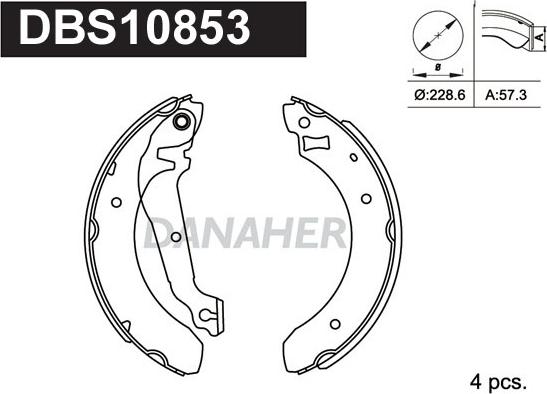 Danaher DBS10853 - Brake Shoe Set autospares.lv