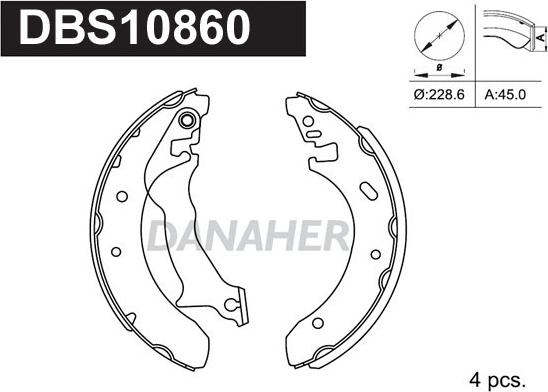 Danaher DBS10860 - Brake Shoe Set autospares.lv