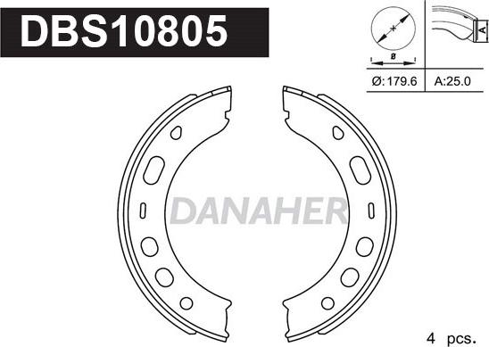 Danaher DBS10805 - Brake Shoe Set, parking brake autospares.lv