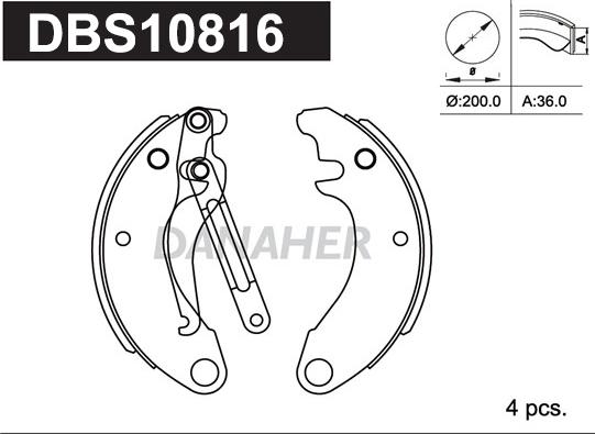 Danaher DBS10816 - Brake Shoe Set autospares.lv