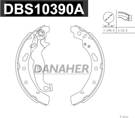 Danaher DBS10390A - Brake Shoe Set autospares.lv