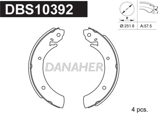 Danaher DBS10392 - Brake Shoe Set autospares.lv