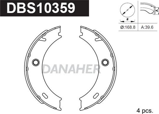 Danaher DBS10359 - Brake Shoe Set, parking brake autospares.lv